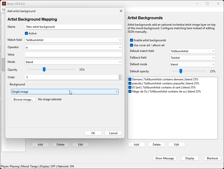 Artist background mapping