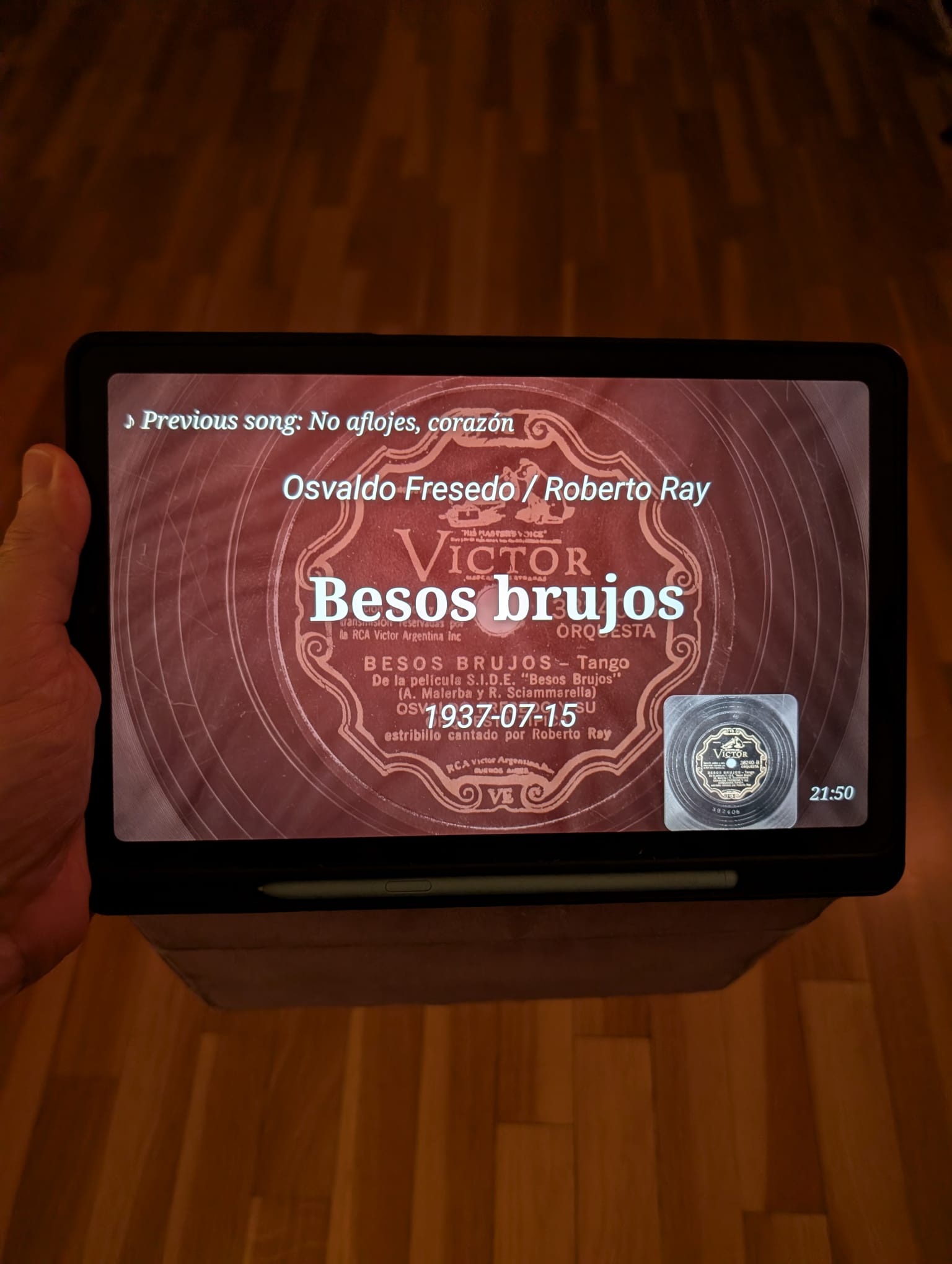 Beam browser display on a tablet